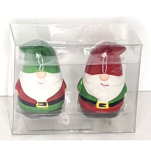 NEW Gnome Christmas SALT AND PEPPER Shaker Set Red Green Hats Pants 3 x …